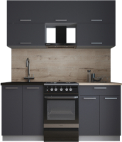 Кухонный гарнитур Интерлиния Мила Gloss 50-17  (графит софт/графит софт/травертин серый) - 