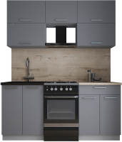 Кухонный гарнитур Интерлиния Мила Gloss 50-17 (серый софт/серый софт/травертин серый) - 