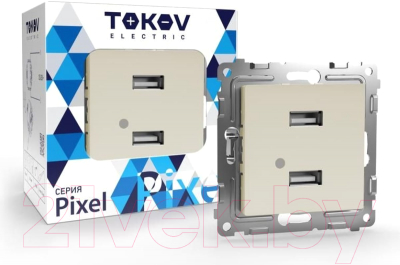Розетка Tokov Electric Pixel TKE-PX-2USB-C02 (бежевый)