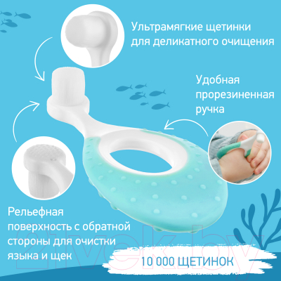 Набор зубных щеток ROXY-KIDS Морской конек / RTB-012-MG (мятный/зеленый)