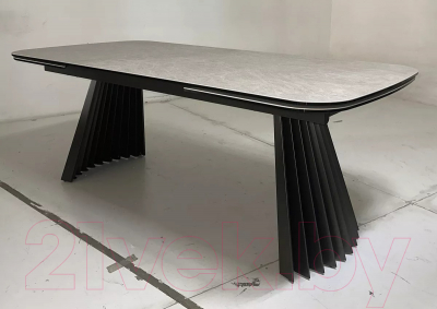 Обеденный стол M-City Astrid 200 / 626M05475 (TL-102 бежевый мрамор/испанская керамика/темно-серый каркас)