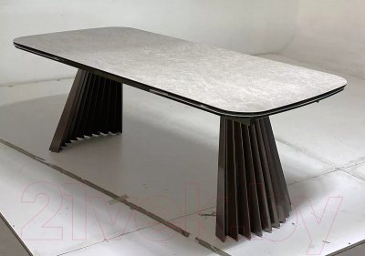 Обеденный стол M-City Astrid 200 / 626M05476 (TL-102 бежевый мрамор/испанская керамика/шоколадное золото каркас)