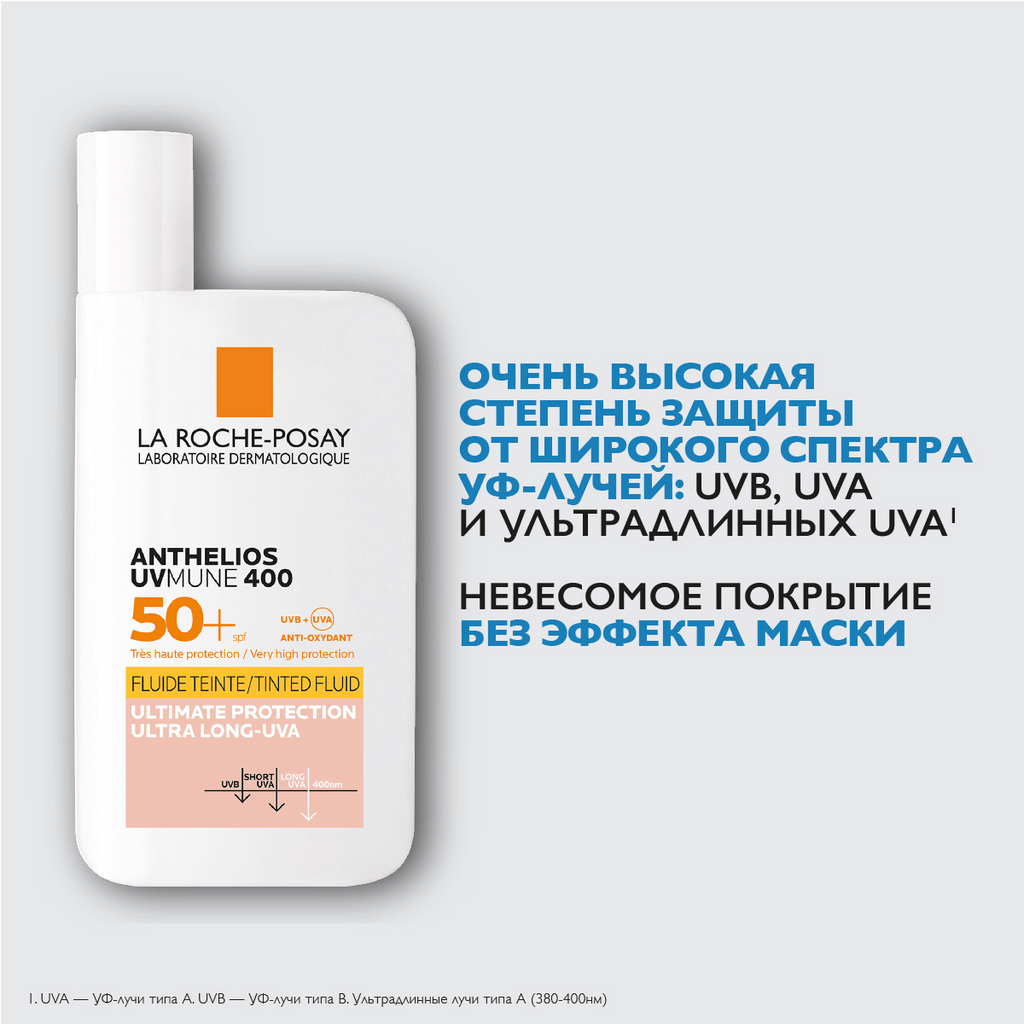 Крем-флюид солнцезащитный La Roche-Posay Anthelios тонирующий для лица SPF 50+ (50мл) — фото 2