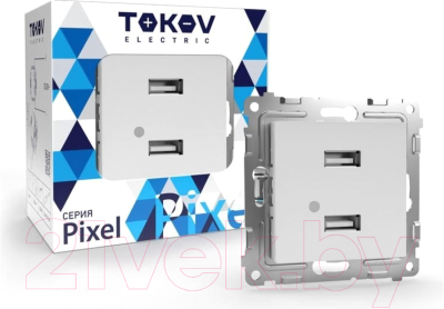 Розетка Tokov Electric Pixel TKE-PX-2USB-C01 (белый)