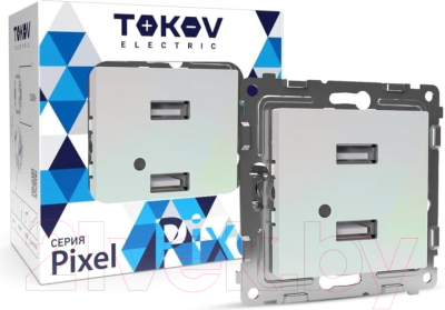 Розетка Tokov Electric Pixel TKE-PX-2USB-C04 (перламутровый)