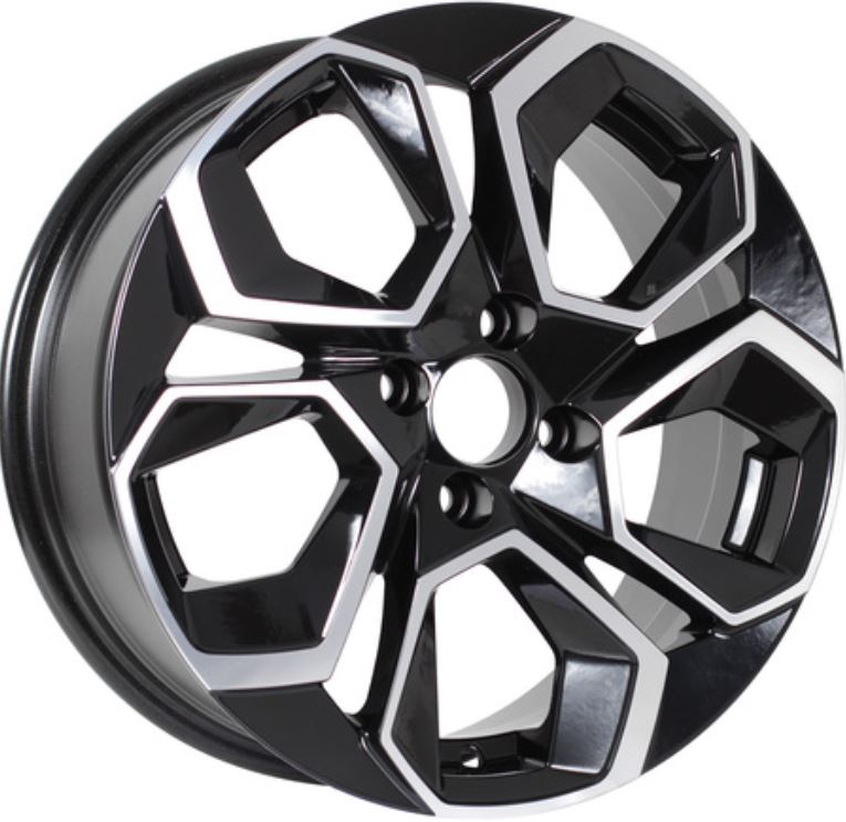 Литой диск KDW KD1620 16x6.5" 5x114.3мм DIA 67.1мм ET 45мм (Black Front Polished)