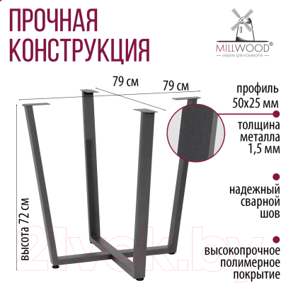 Подстолье Millwood Орлеан D90 разборное (графит)