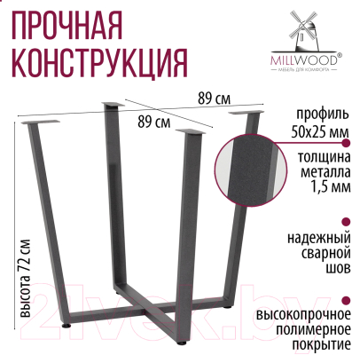 Подстолье Millwood Орлеан D100 разборное (графит)