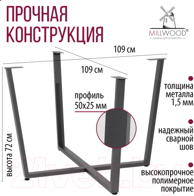 Подстолье Millwood Орлеан D120 разборное (графит)