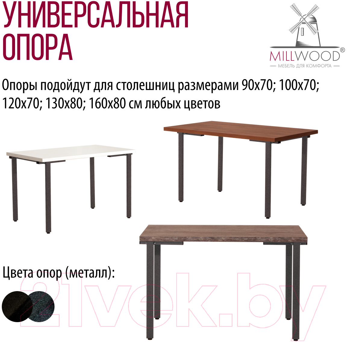 Ножка для стола Millwood П-образная 680 ПФ