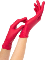 Перчатки одноразовые NitriMAX Нитриловые (M, 100шт, красный) - 