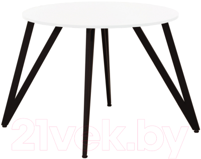 Обеденный стол Millwood Женева 2 Л18 D90 (белый/металл черный)