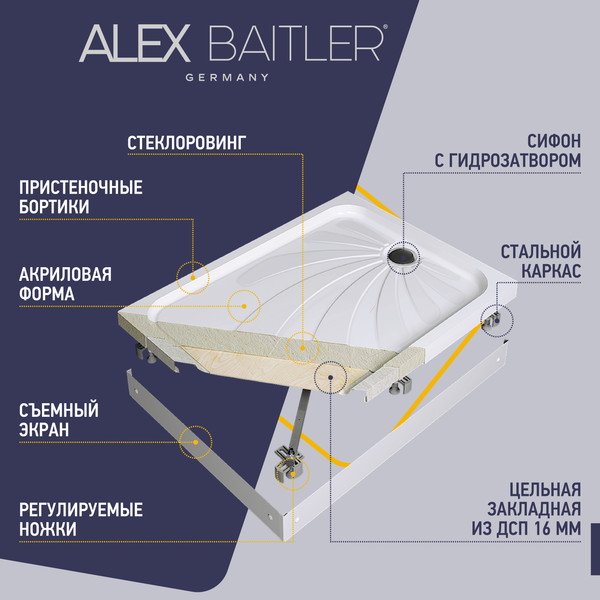 Купить Душевой поддон Alex Baitler AB12917H-1 в Барановичах