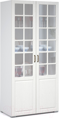 Шкаф с витриной Империал Лацио 2д (бронза/белое дерево)