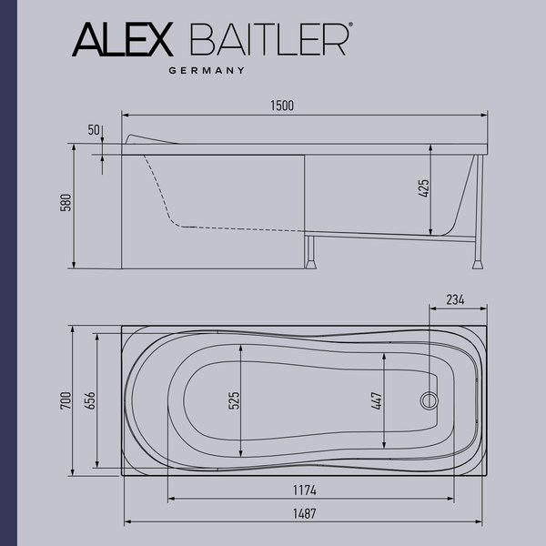 Купить Ванна акриловая Alex Baitler Saima 150x70  