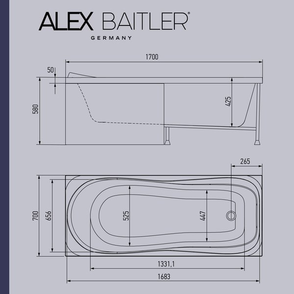 Купить Ванна акриловая Alex Baitler Saima 170x70  