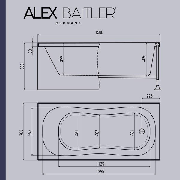 Купить Ванна акриловая Alex Baitler Victoria 150x70 в Гродно