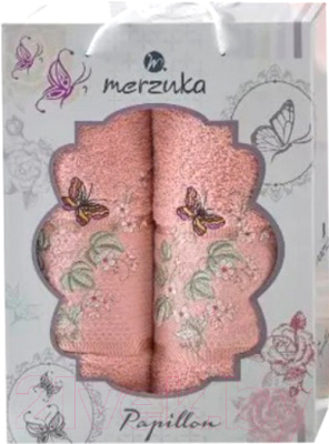 Набор полотенец Merzuka Papillon / 10169 (2шт, в коробке, персиковый)