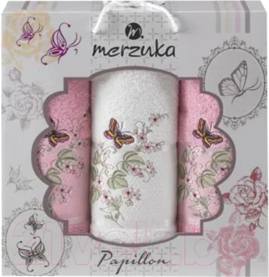 Набор полотенец Merzuka Papillon / 10170 (3шт, в коробке, розовый)