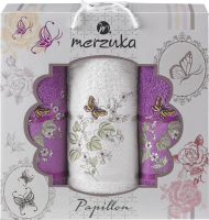 Набор полотенец Merzuka Papillon / 10170 (3шт, в коробке, фиолетовый) - 