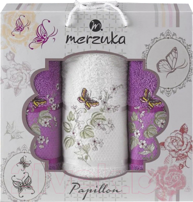 Набор полотенец Merzuka Papillon / 10170 (3шт, в коробке, фиолетовый)