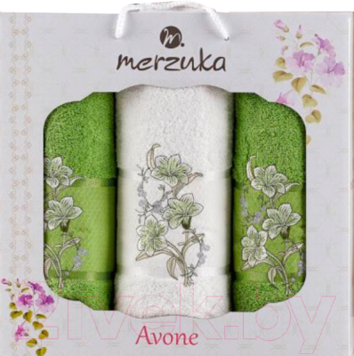 Набор полотенец Merzuka Avone / 10539 (3шт, в коробке, зеленый)