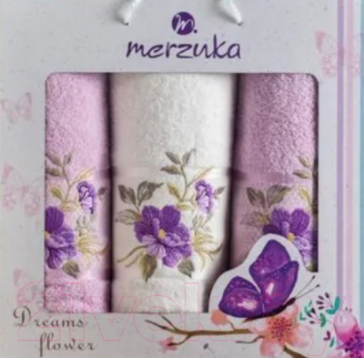 Набор полотенец Merzuka Dreams Flower / 10677 (3шт, в коробке, сиреневый)