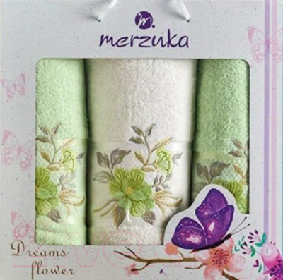 Набор полотенец Merzuka Dreams Flower / 10677 (3шт, в коробке, фисташковый)