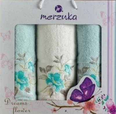 Набор полотенец Merzuka Dreams Flower / 10677 (3шт, в коробке, мятный)