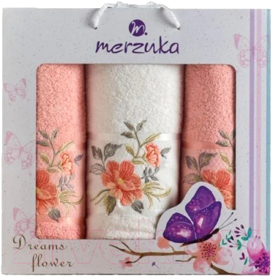 Набор полотенец Merzuka Dreams Flower / 10677 (3шт, в коробке, оранжевый)