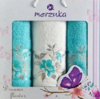 Набор полотенец Merzuka Dreams Flower / 10677 (3шт, в коробке, бирюзовый) - 