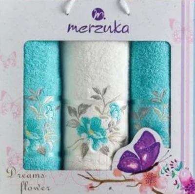 Набор полотенец Merzuka Dreams Flower / 10677 (3шт, в коробке, бирюзовый)