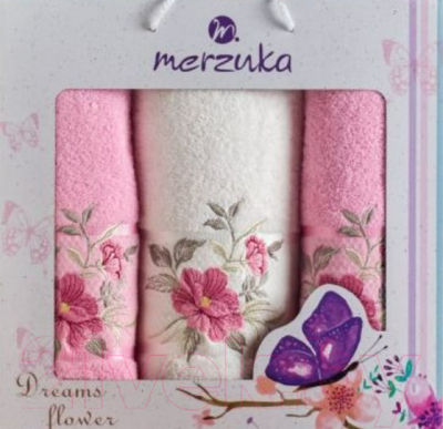 Набор полотенец Merzuka Dreams Flower / 10677 (3шт, в коробке, розовый)