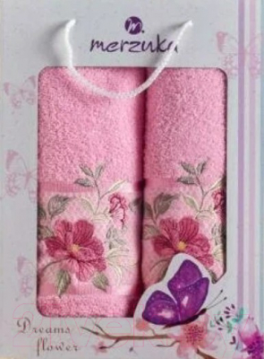 Набор полотенец Merzuka Dreams Flower / 10678 (2шт, в коробке, розовый)