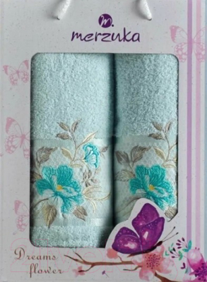 Набор полотенец Merzuka Dreams Flower / 10678 (2шт, в коробке, мятный)