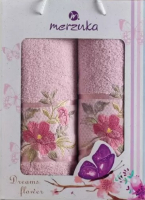 Набор полотенец Merzuka Dreams Flower / 10678 (2шт, в коробке, светло-розовый) - 