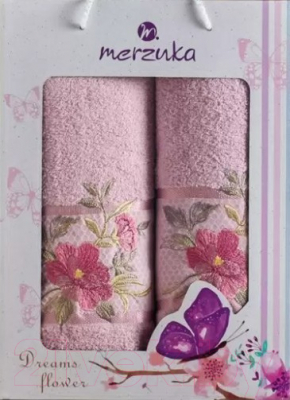 Набор полотенец Merzuka Dreams Flower / 10678 (2шт, в коробке, светло-розовый)
