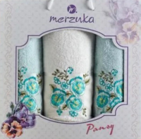 Набор полотенец Merzuka Pansy / 10684 (3шт, в коробке, мятный) - 