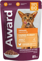Влажный корм для кошек Award Urinary для взрослых кошек кусочки в соусе с курицей (85г) - 