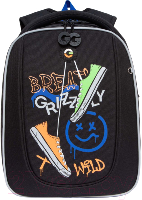 Школьный рюкзак Grizzly RAf-493-3 (черный)