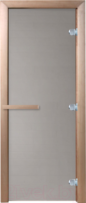 Стеклянная дверь для бани/сауны Doorwood Теплое утро 190х80 (сатин, коробка листва)