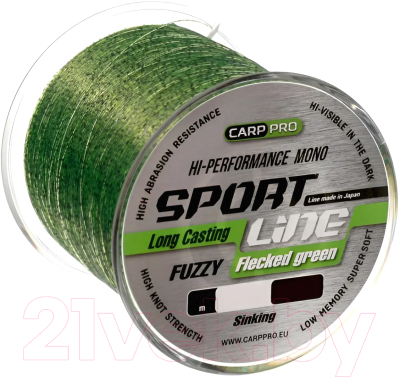 Леска монофильная Carp Pro Sport Line Flecked Green 1000M / CP2410-0235 (0.235мм)