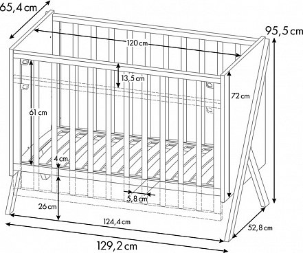 Детская кроватка Polini Kids Porto 1300 / 0002571.165 (белый/дуб крафт)