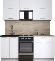 Кухонный гарнитур Интерлиния Мила Gloss 50-18 (белый софт/белый софт/травертин серый) - 