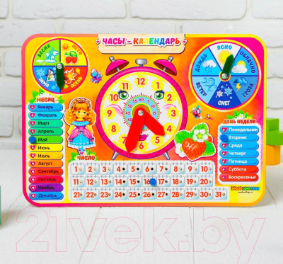 Развивающая игрушка WoodLand Toys Календарь обучающий. Яркие часы / 3634582