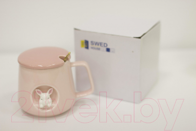 Кружка с ложкой Swed house MR1-8 (розовый)