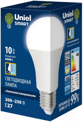 Лампа Uniel LED-A60-10W/4000K/E27/PS PLS10WH / UL-00005710