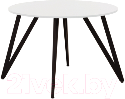Обеденный стол Millwood Женева 2 Л18 D110 (белый/металл черный)