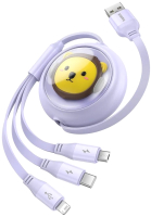 Кабель Baseus USB to Micro USB+Type-C+iP CB000063 / 662802585D (1.1м, фиолетовый) - 