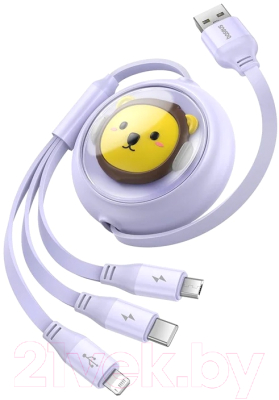 Кабель Baseus USB to Micro USB+Type-C+iP CB000063 / 662802585D (1.1м, фиолетовый)